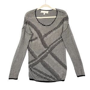 GRAHAM & SPENCER Black Artsy Abstract Drop Shoulder Knit Sweater SIZE MEDIUM